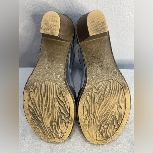 Rieker Sandals Antistress Woven Leather Black Easy close Open Toe Block Heel - Picture 6 of 13